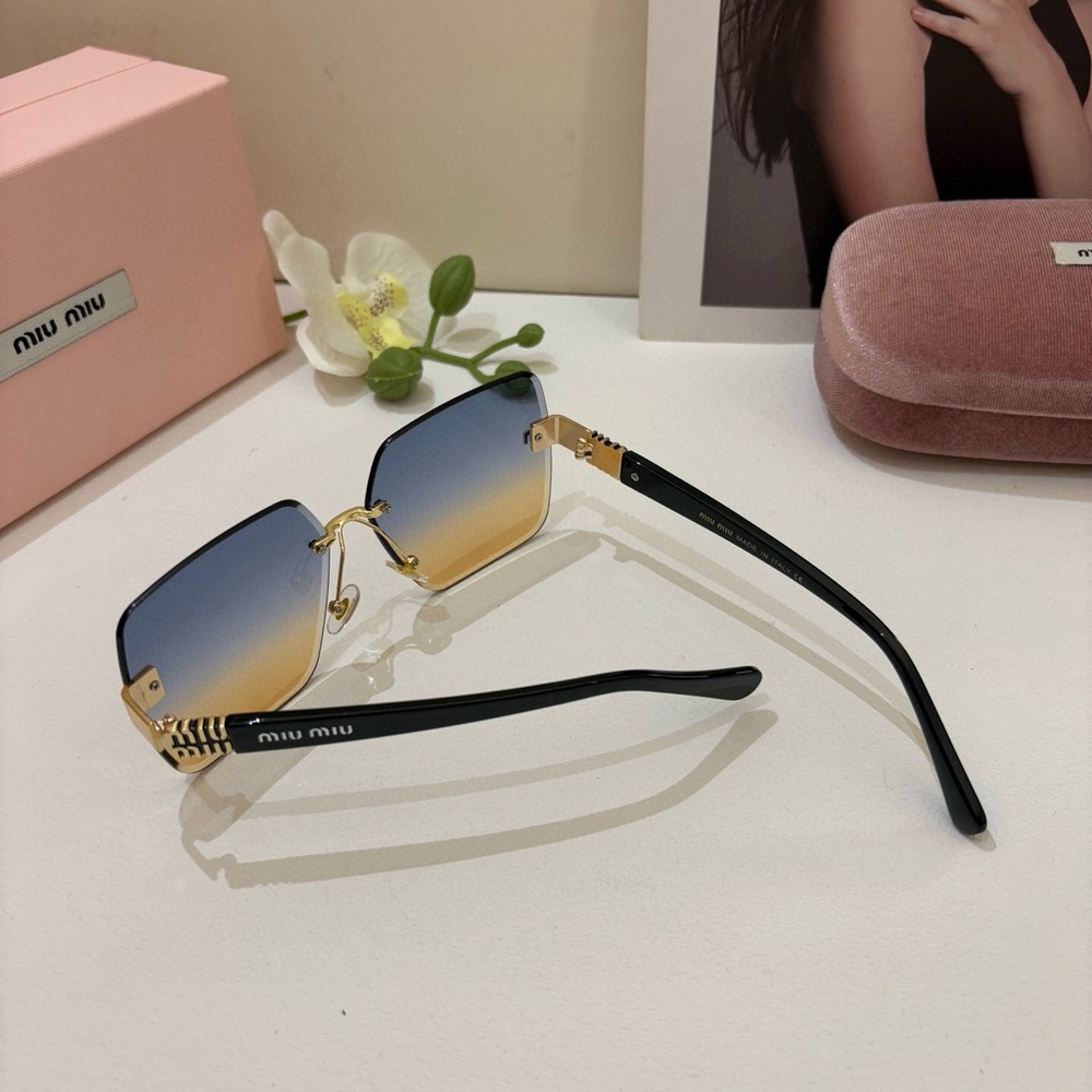 Miu Miu Blue-to-Gold Gradient Rimless Square Sunglasses - Picture 6 of 8